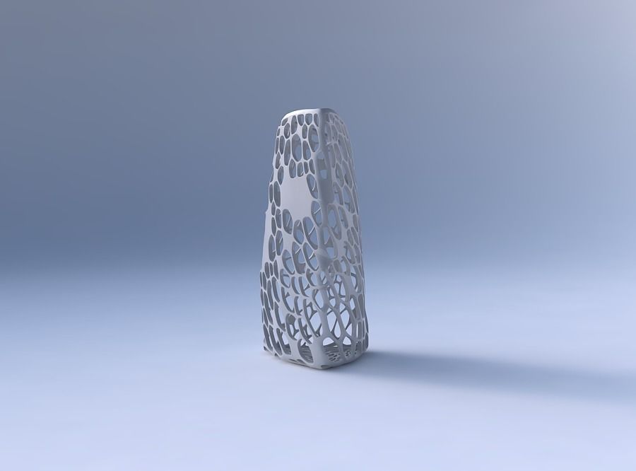 Vase curved tipping triangle with dense organic lattice 2 3D print model_4