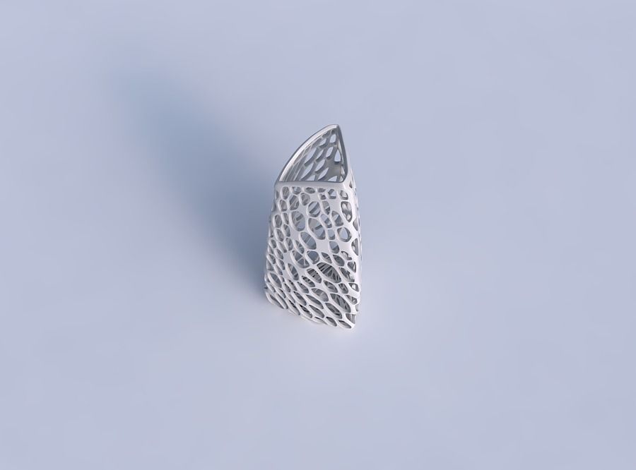 Vase curved tipping triangle with dense organic lattice 2 3D print model_1