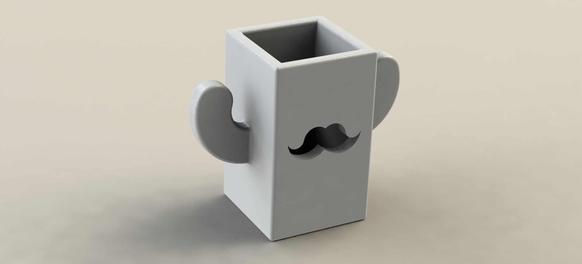 Moustache Pen Holder 3D print model_3