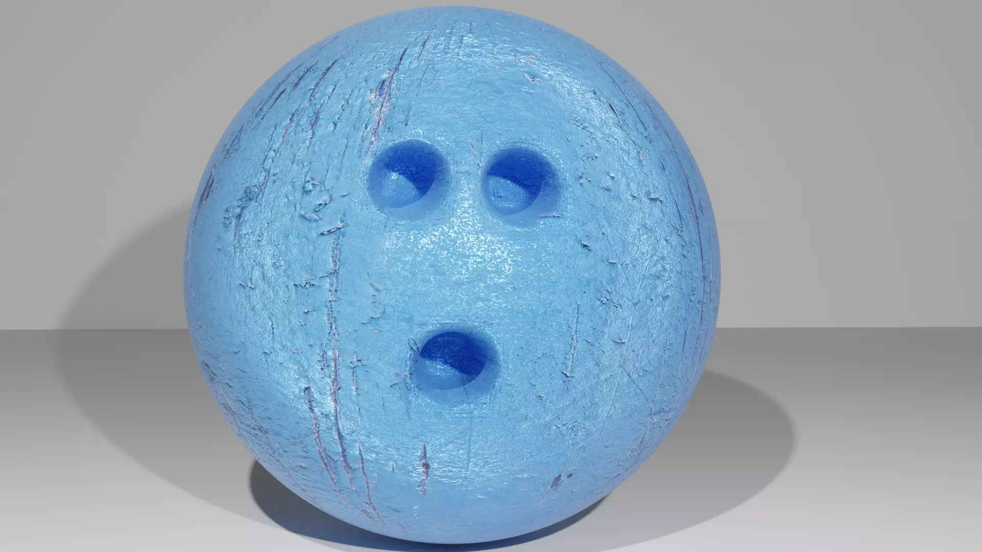 Bowling ball blue painted 3D model_0
