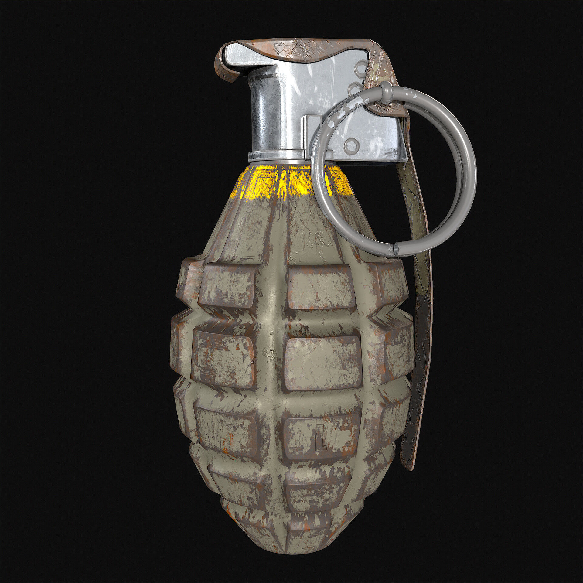 MK2 Grenade Low-poly 3D model_1