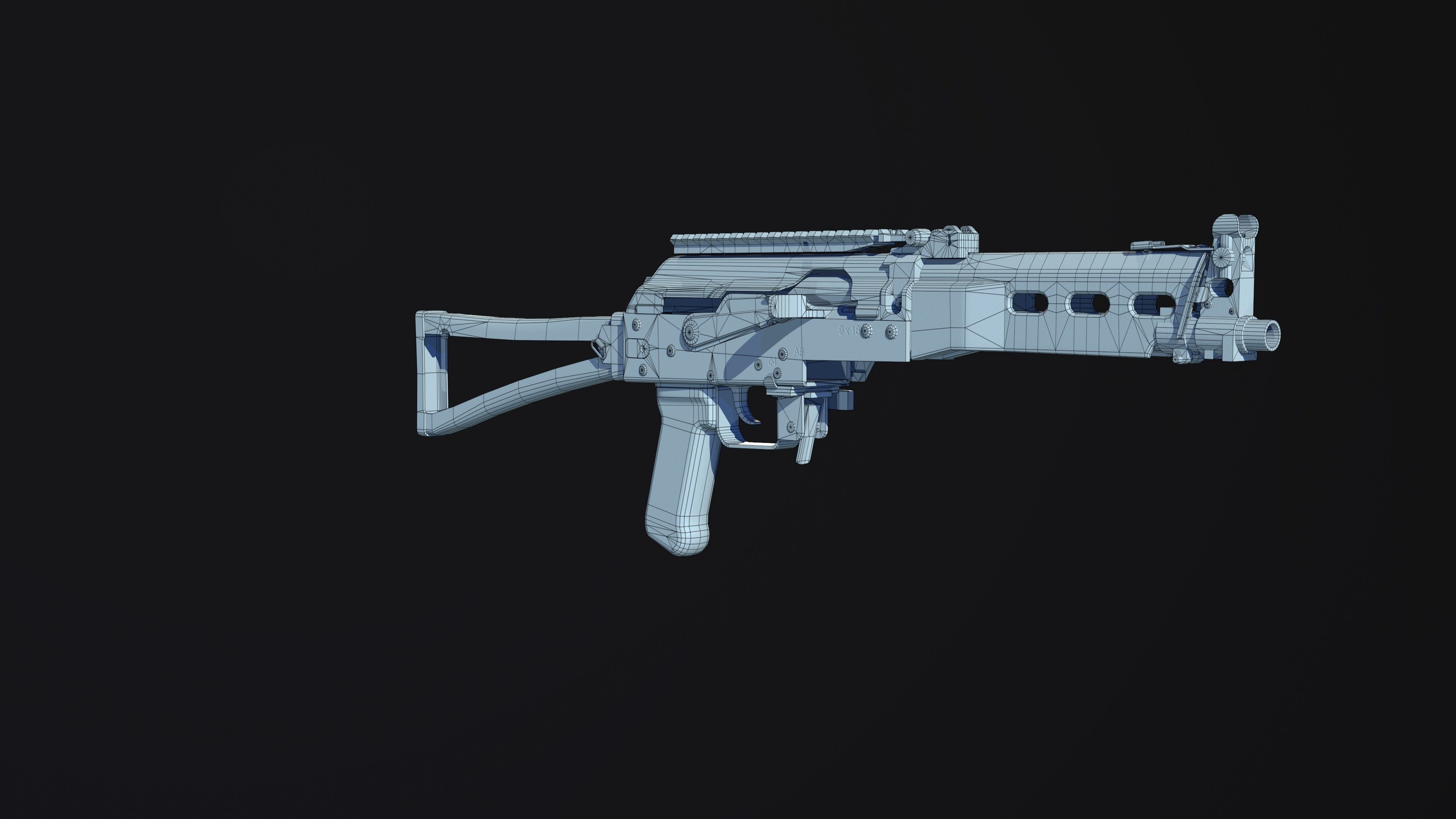 Weapon - Gun - SMG - BizonPP19 Low-poly 3D model_13