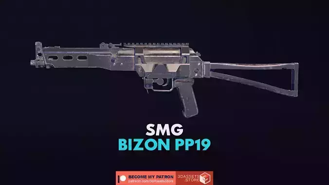 Weapon - Gun - SMG - BizonPP19 Low-poly 3D model