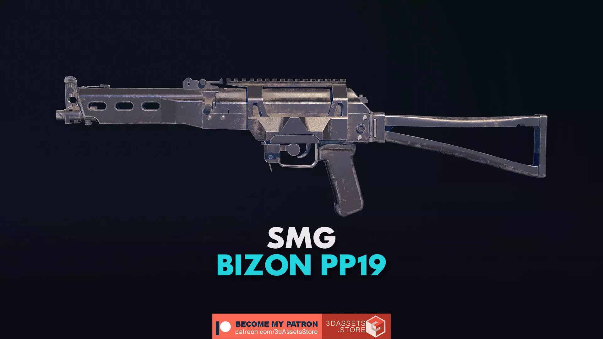 Weapon - Gun - SMG - BizonPP19 Low-poly 3D model_0