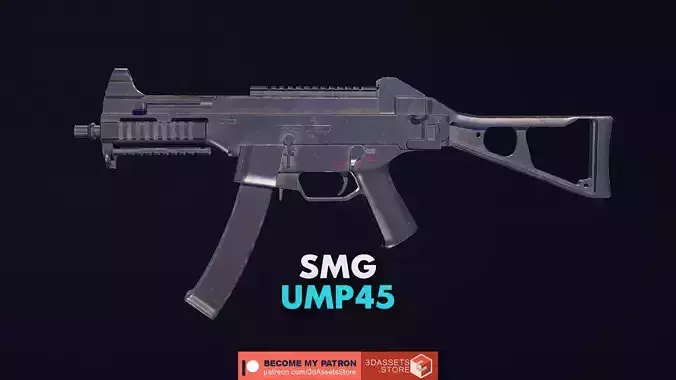 Weapon - Gun - SMG - UMP45 Low-poly 3D model