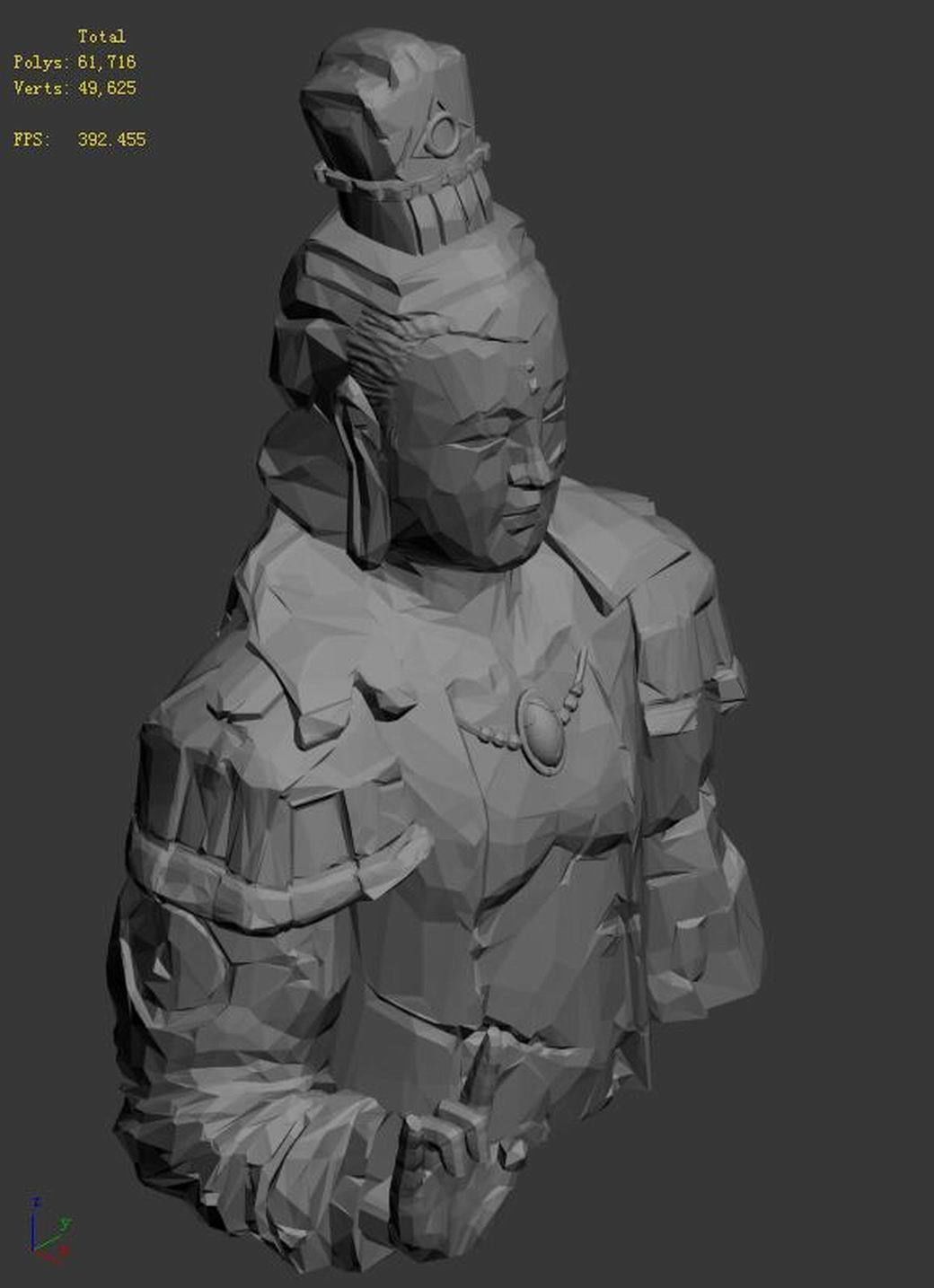 Large Stone Carving - Broken Buddha 03 3D model_5