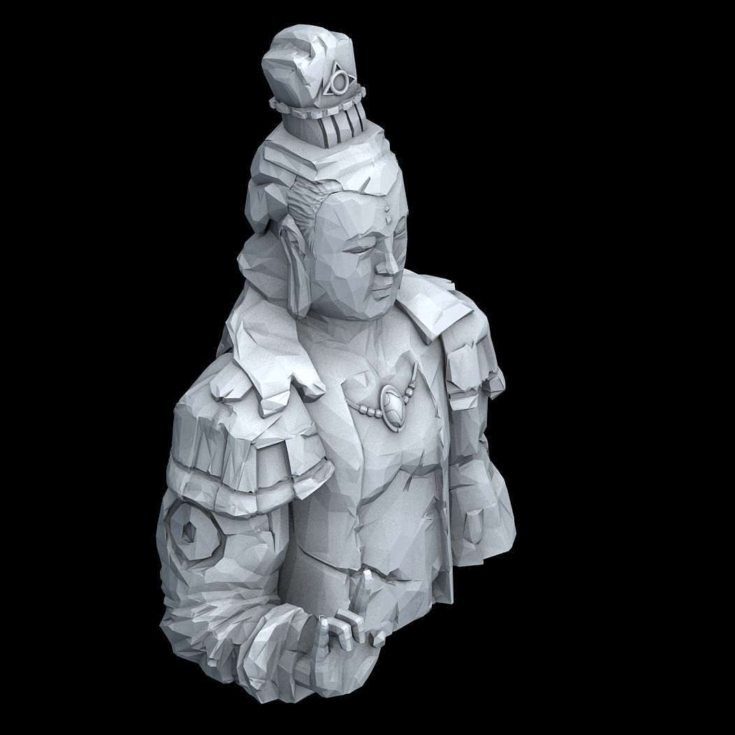Large Stone Carving - Broken Buddha 03 3D model_2
