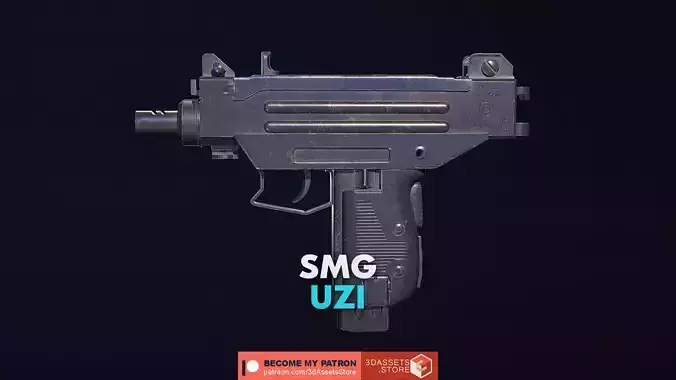 Weapon - Gun - SMG - UZI Low-poly 3D model