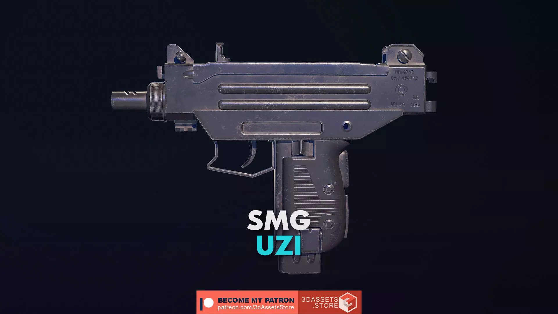 Weapon - Gun - SMG - UZI Low-poly 3D model