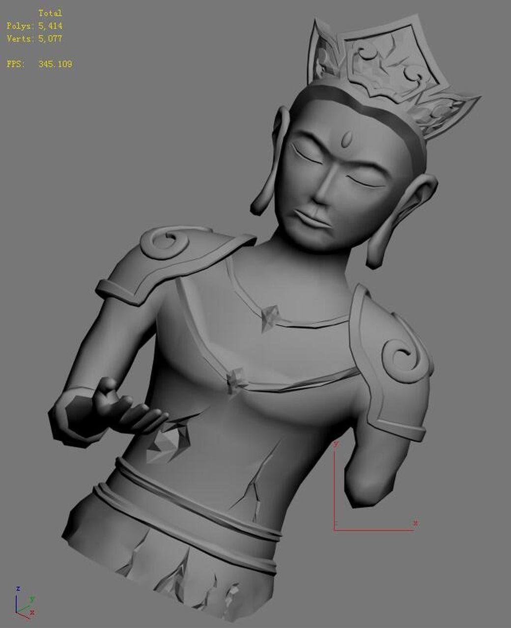 Large Stone Carving - Broken Buddha 04 3D model_5