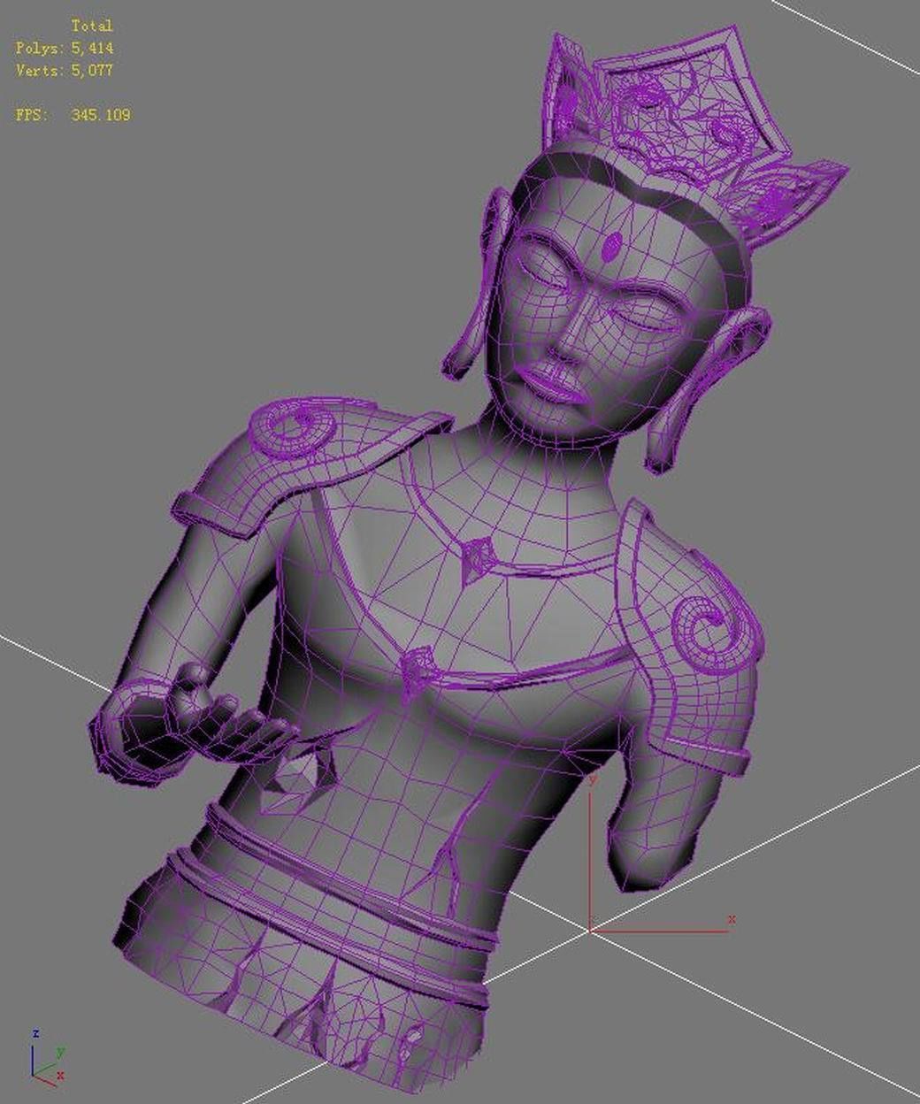 Large Stone Carving - Broken Buddha 04 3D model_6