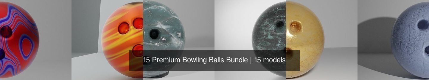 15 Premium Bowling Balls Bundle 3D Model Collection_1