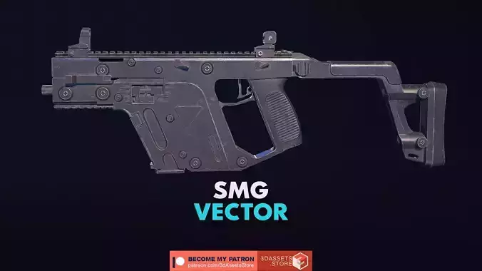 Weapon - Gun - SMG - Vector Low-poly 3D model