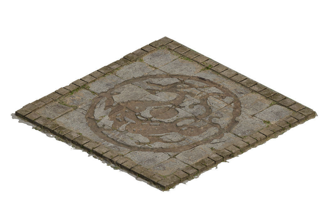 Ground parquet - dragon brick 3D model_1