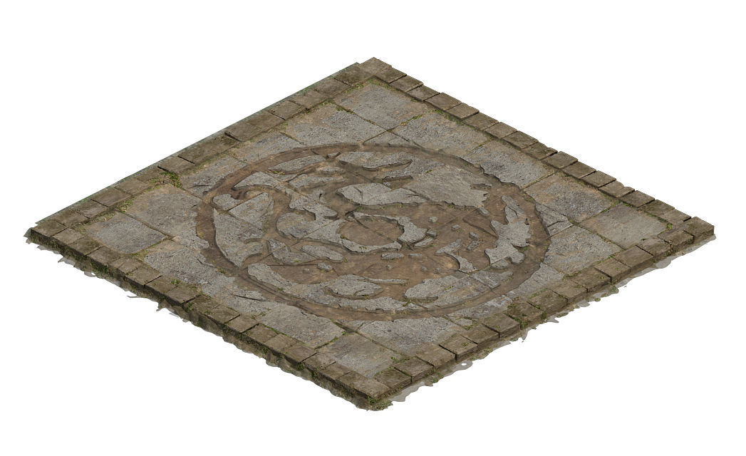 Ground parquet - dragon brick 3D model_3
