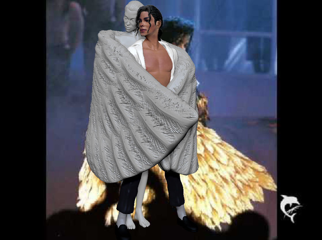 Michael Jackson with Angel Will You Be There live Statue 3D print model_26