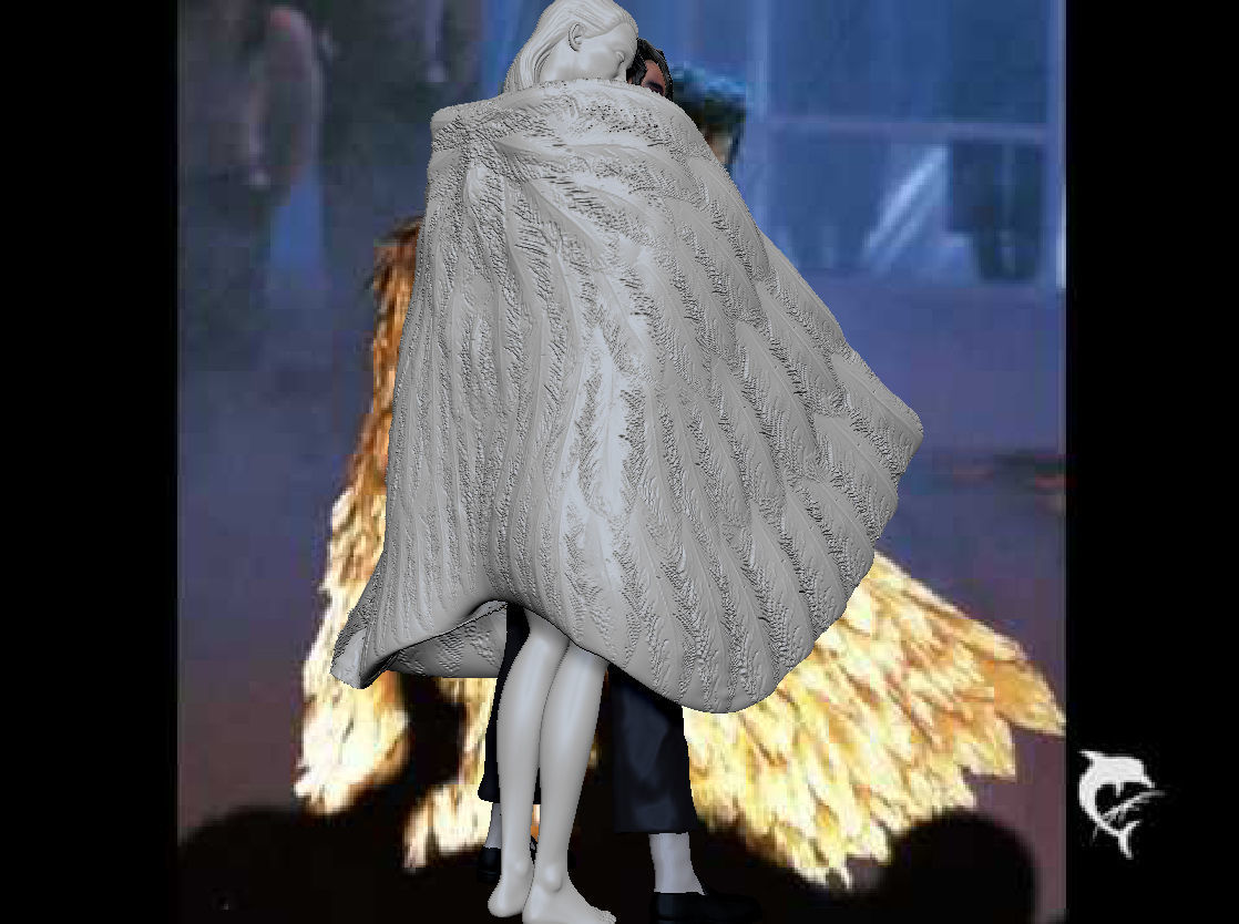 Michael Jackson with Angel Will You Be There live Statue 3D print model_12