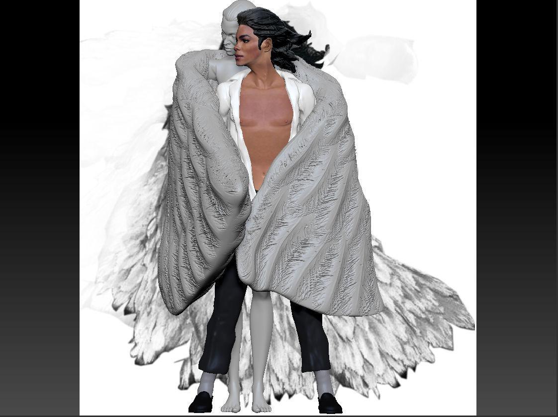 Michael Jackson with Angel Will You Be There live Statue 3D print model_19