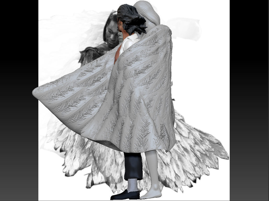 Michael Jackson with Angel Will You Be There live Statue 3D print model_10