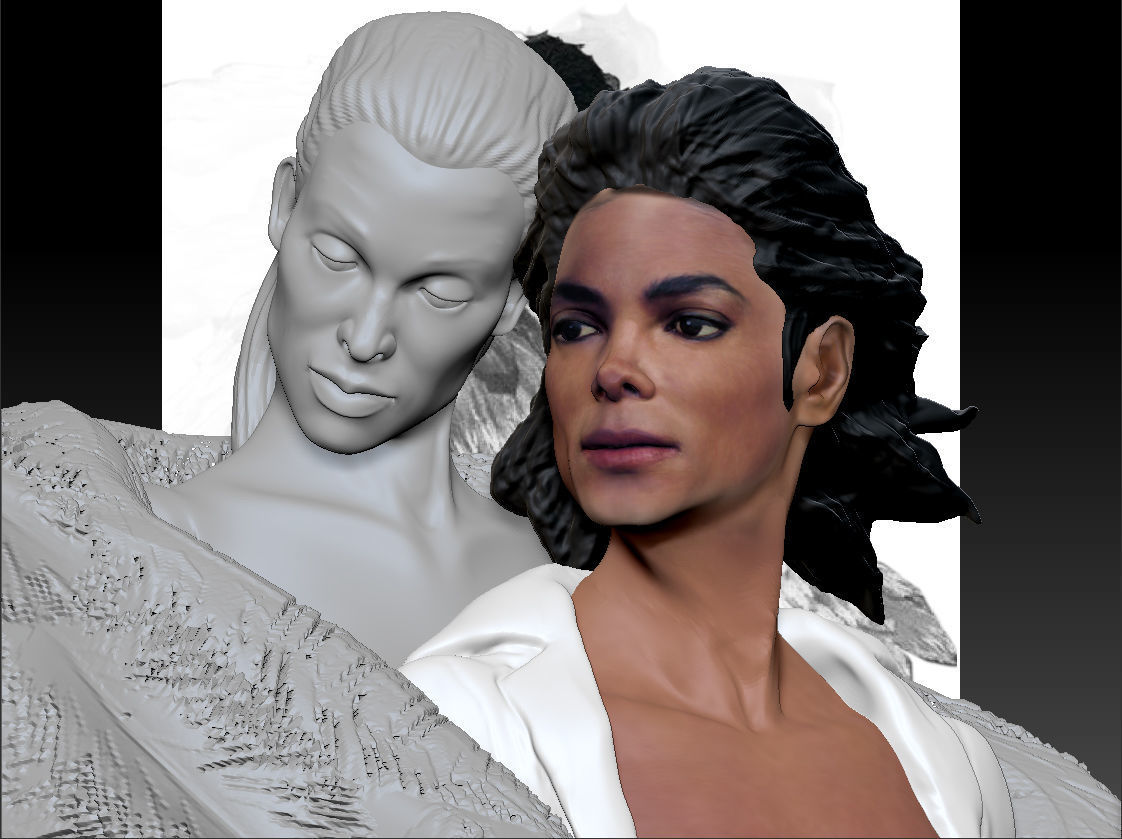 Michael Jackson with Angel Will You Be There live Statue 3D print model_0
