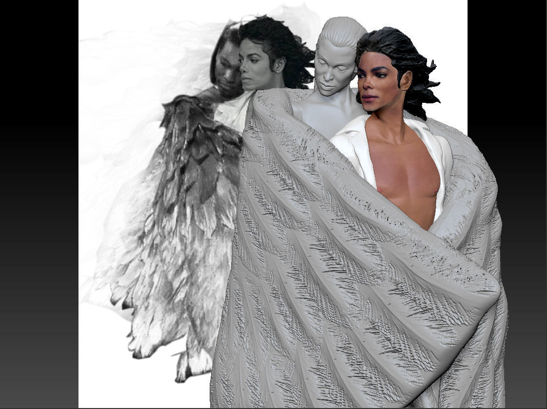 Michael Jackson with Angel Will You Be There live Statue 3D print model_4