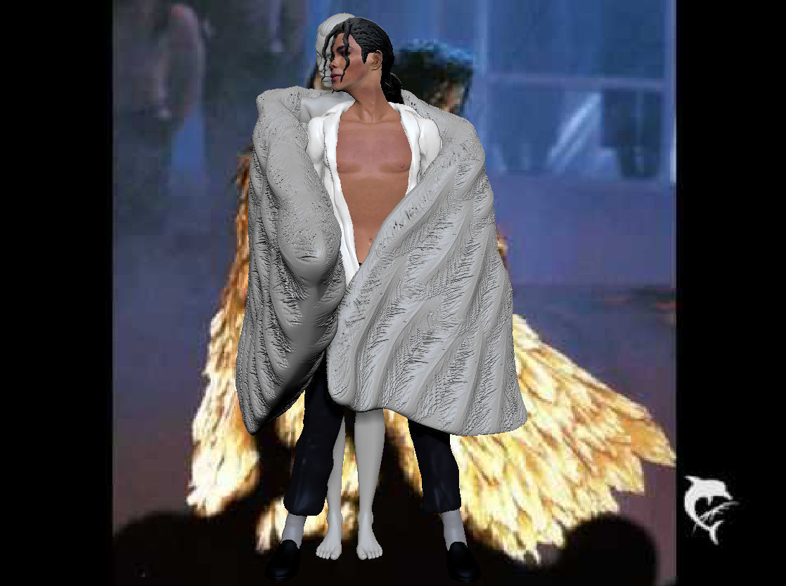 Michael Jackson with Angel Will You Be There live Statue 3D print model_25