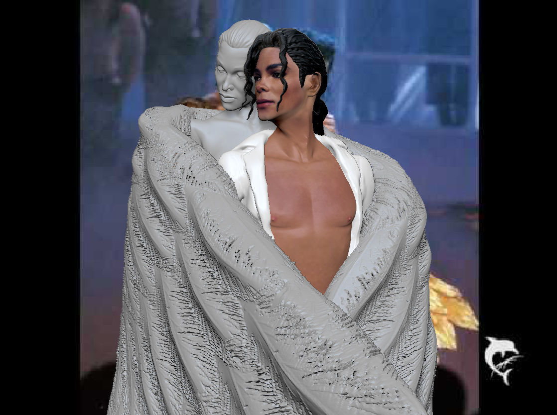 Michael Jackson with Angel Will You Be There live Statue 3D print model_3