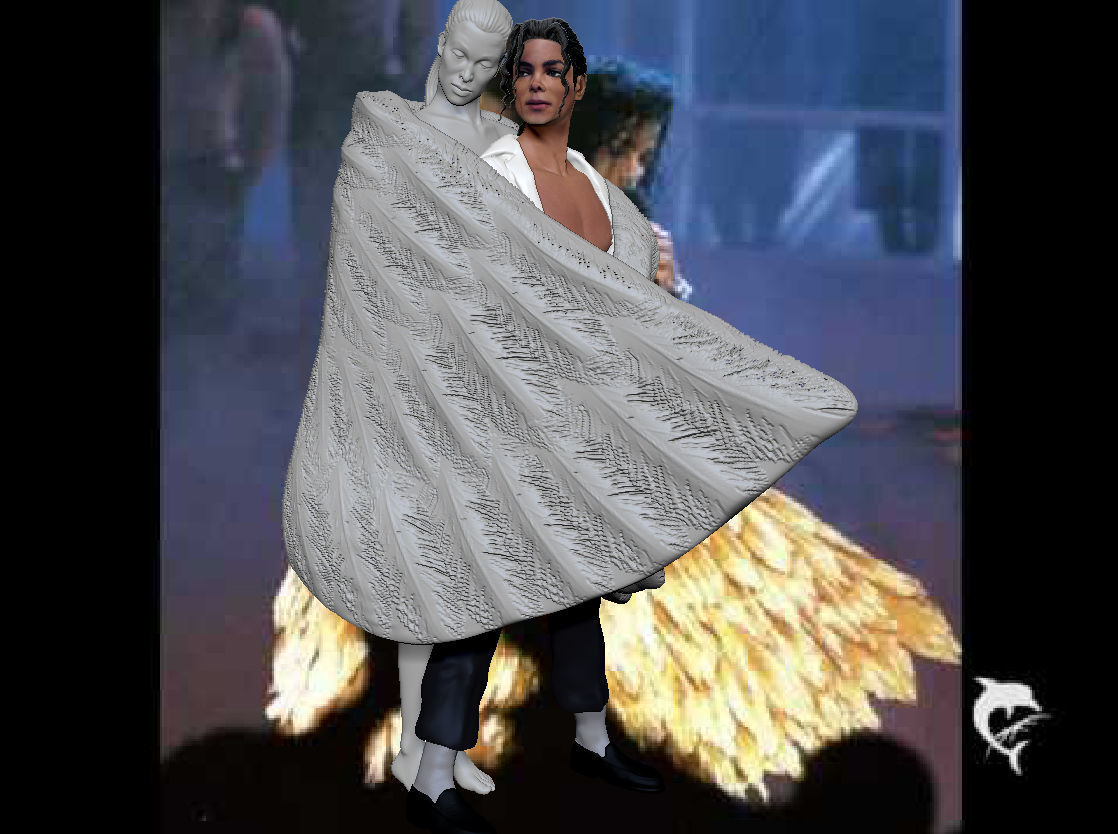 Michael Jackson with Angel Will You Be There live Statue 3D print model_27