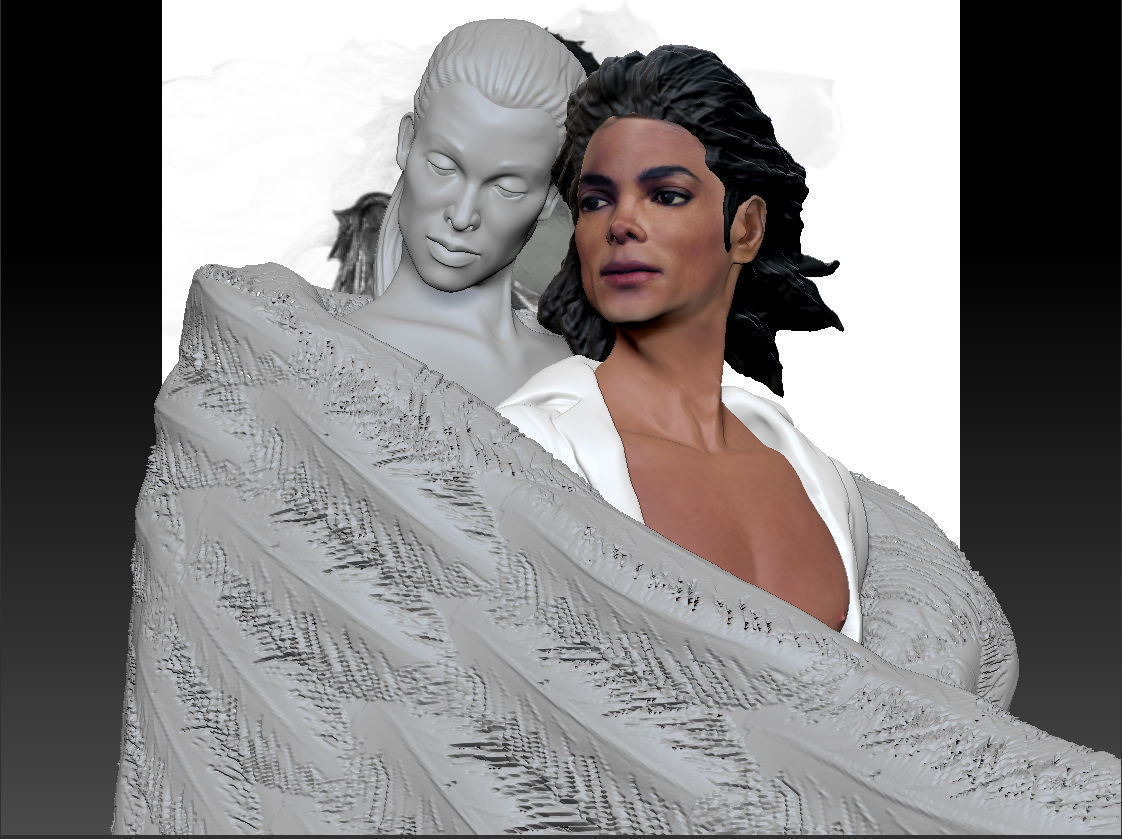 Michael Jackson with Angel Will You Be There live Statue 3D print model_7