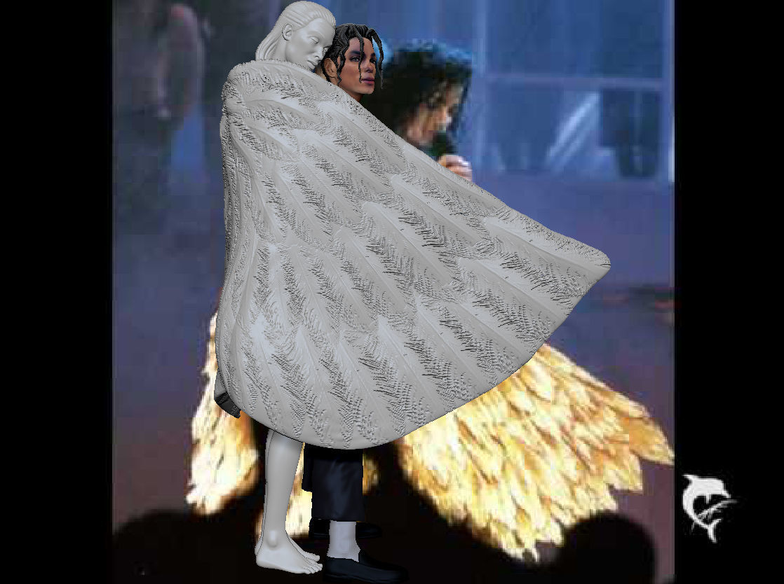 Michael Jackson with Angel Will You Be There live Statue 3D print model_9