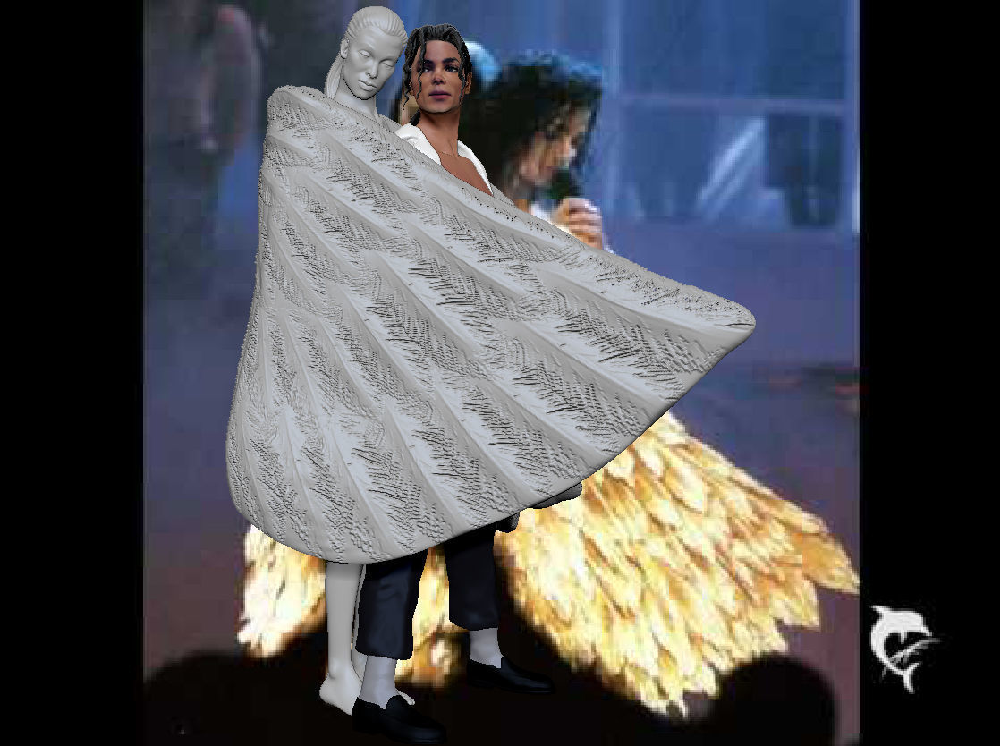 Michael Jackson with Angel Will You Be There live Statue 3D print model_18