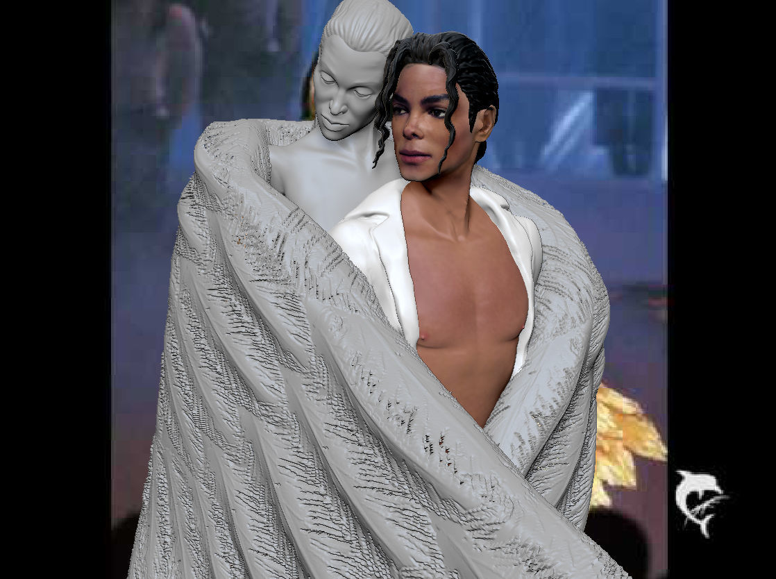 Michael Jackson with Angel Will You Be There live Statue 3D print model_8