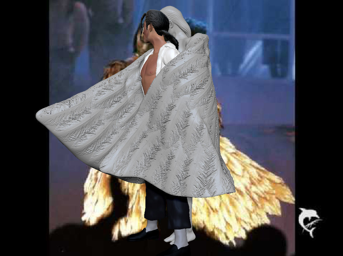 Michael Jackson with Angel Will You Be There live Statue 3D print model_23