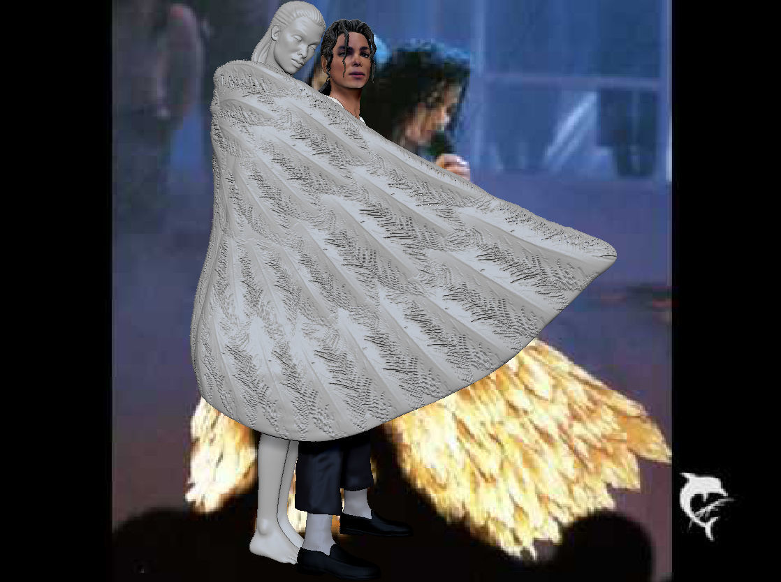 Michael Jackson with Angel Will You Be There live Statue 3D print model_6