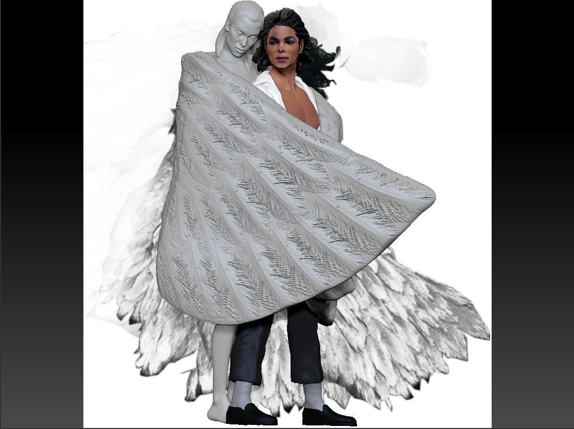 Michael Jackson with Angel Will You Be There live Statue 3D print model_17