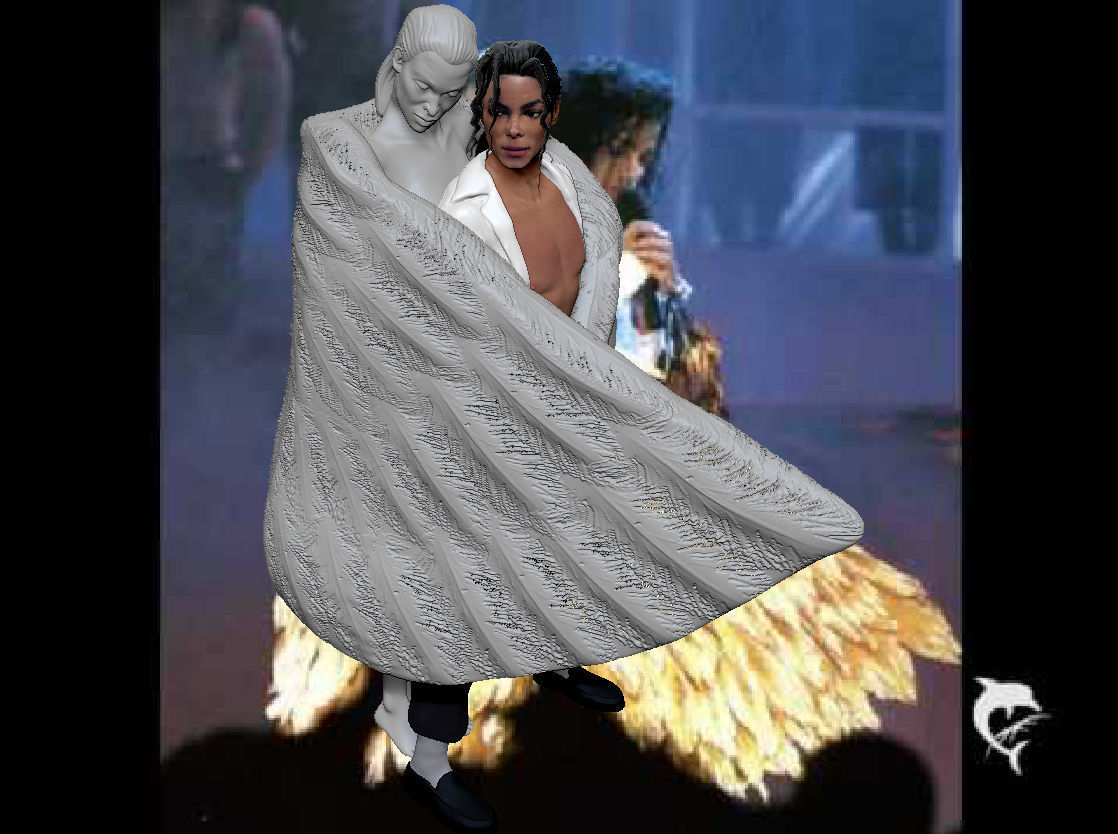 Michael Jackson with Angel Will You Be There live Statue 3D print model_11