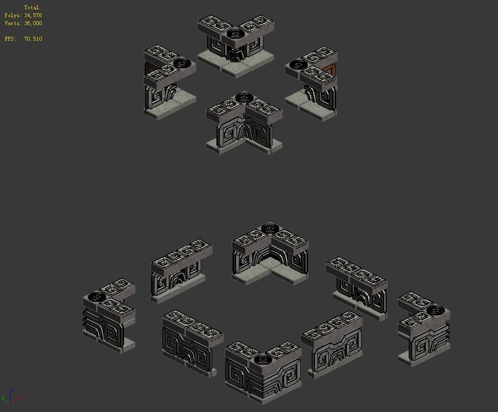 Square platform - base guardrail 3D model_2