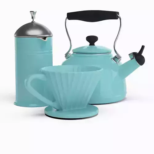Aqua Coffee Set  3D model