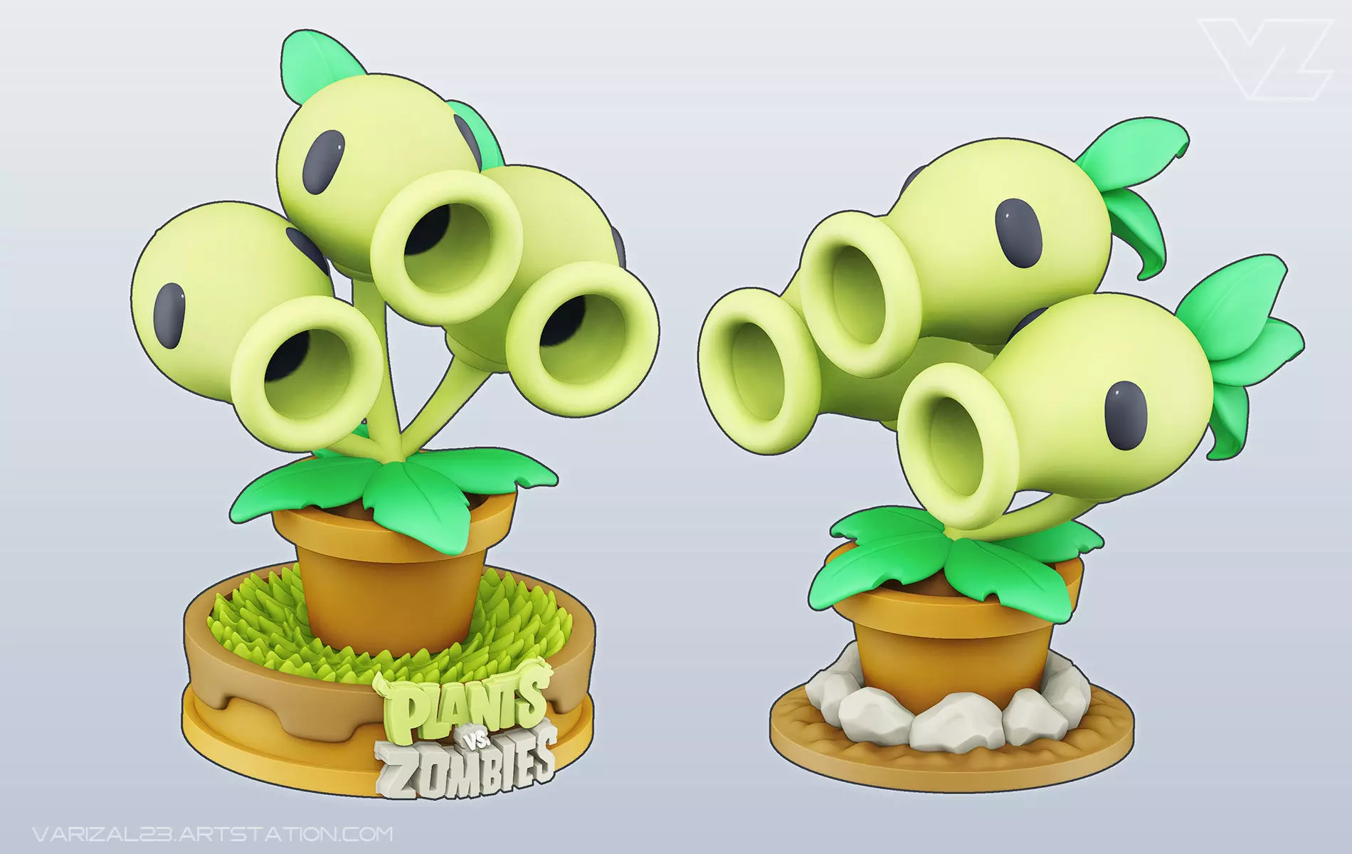 Plants vs Zombies - Threepeater 3D print model_0