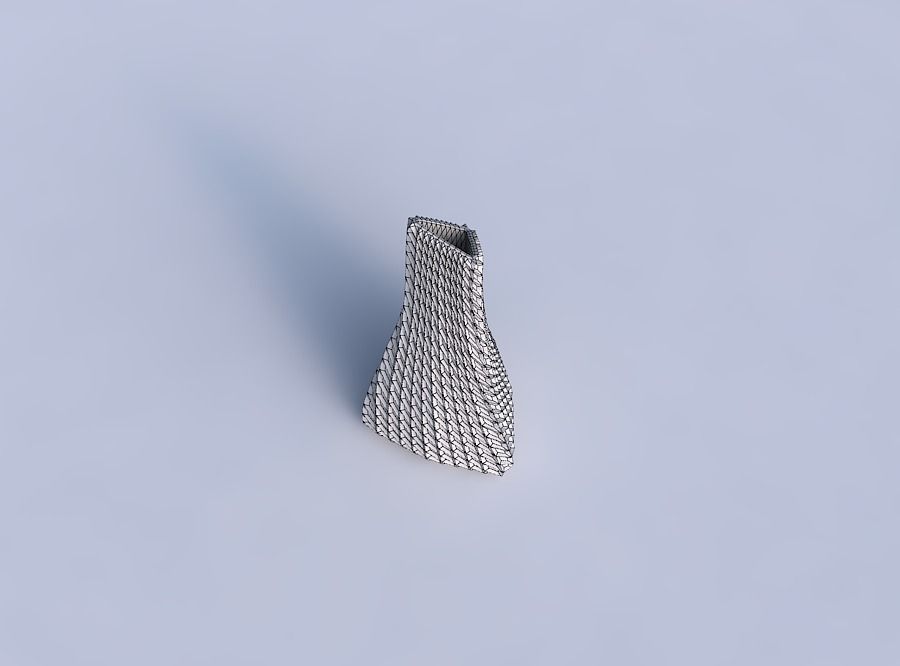 Vase grounded tilted triangle with bent extruded lines 3D print model_6