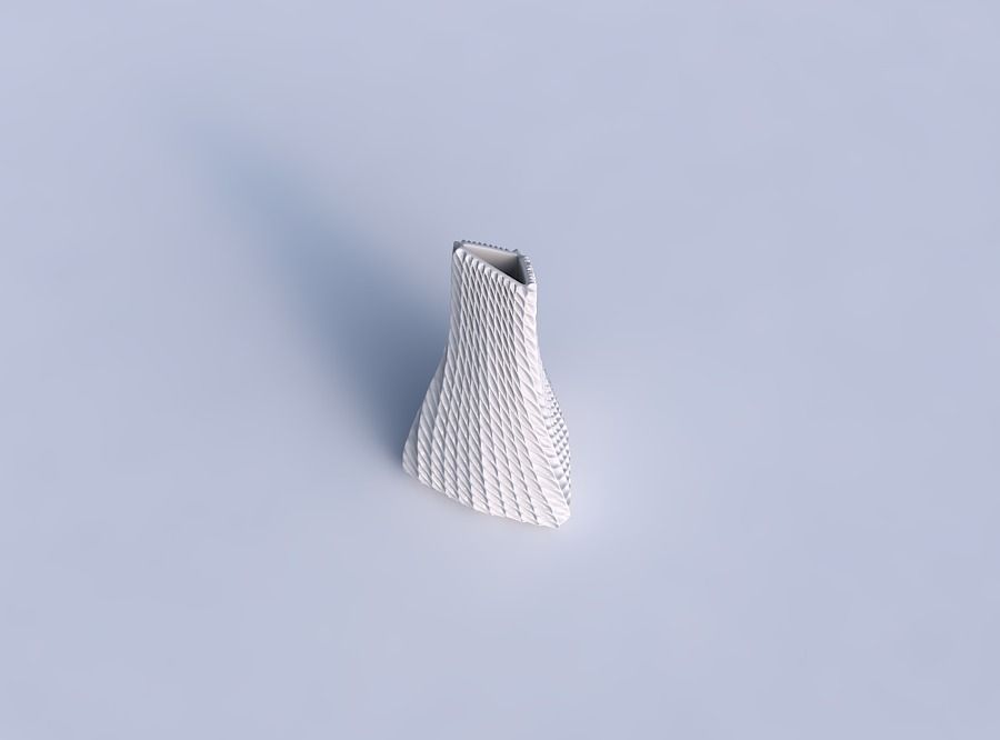Vase grounded tilted triangle with bent extruded lines 3D print model_1
