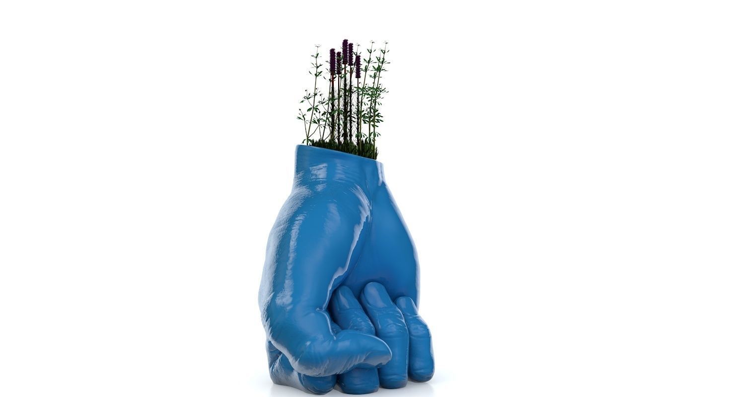 Hand Vase Plant  3D print model_3