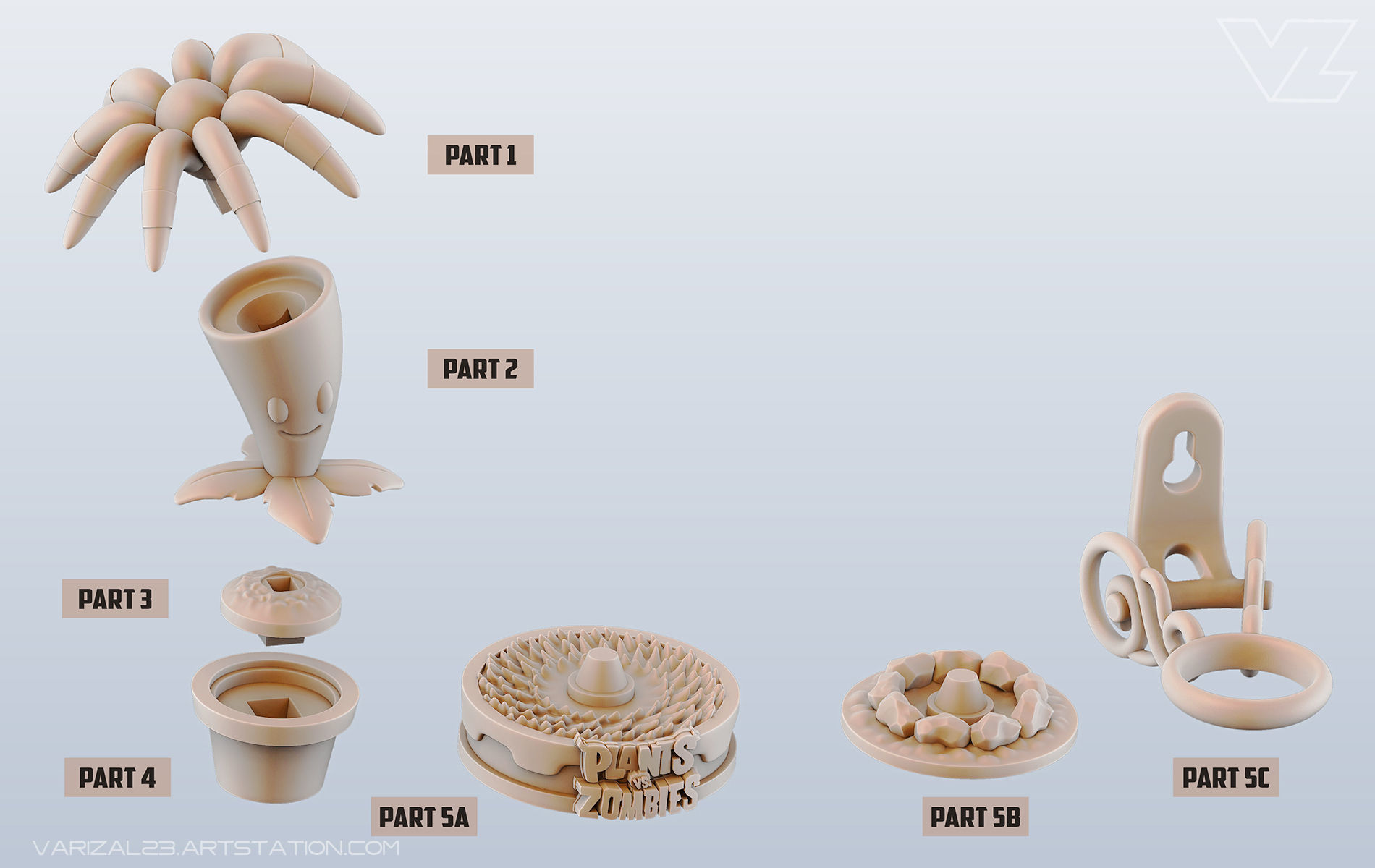 Plants vs Zombies - Bloomerang 3D print model_3