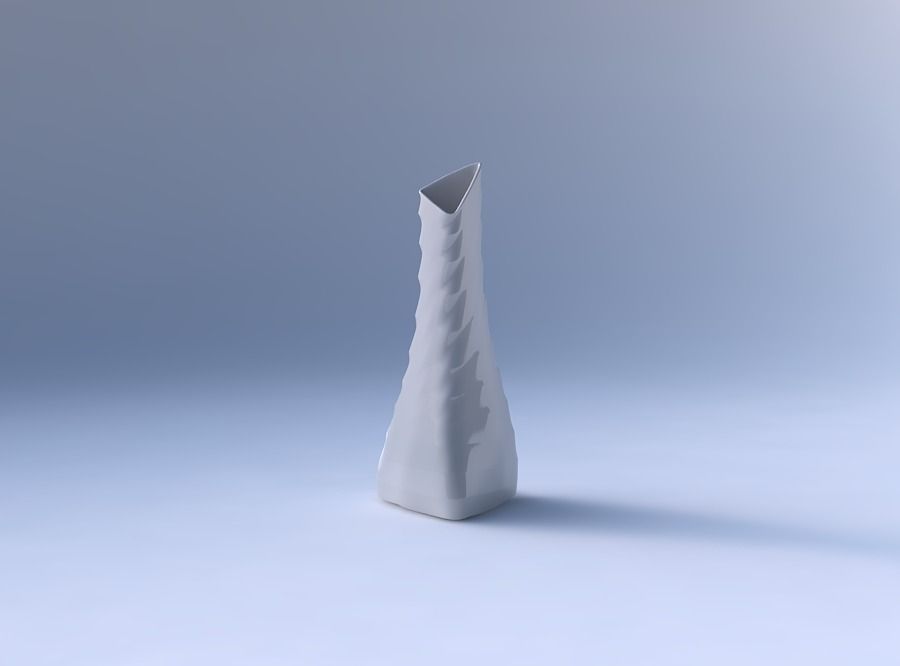 Vase grounded tilted triangle with curved horizontal sections 3D print model_4