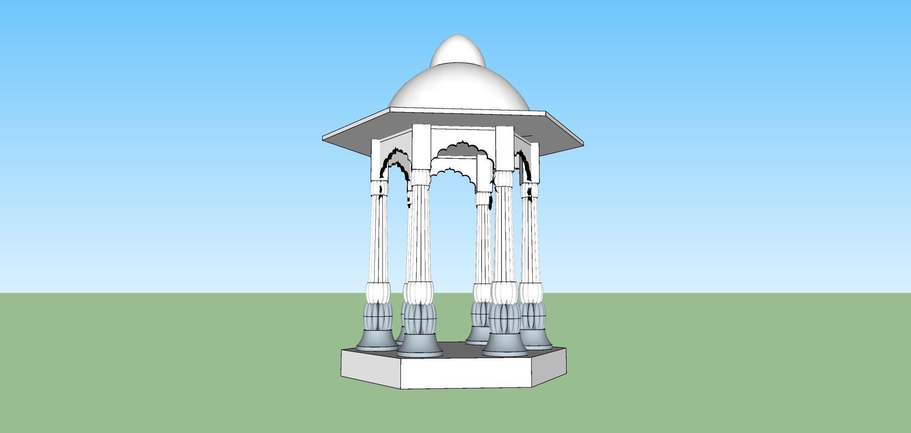 indian chatri Low-poly 3D model_1