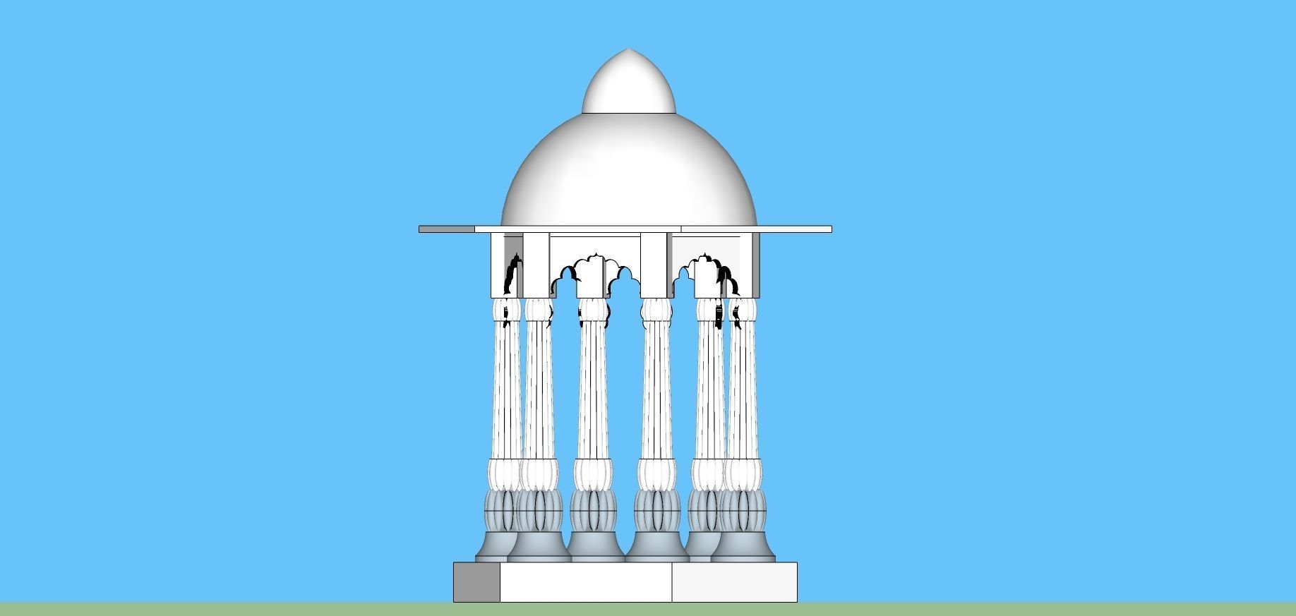 indian chatri Low-poly 3D model_3