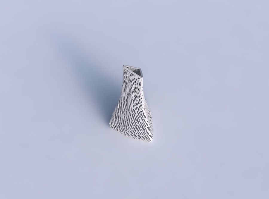 Vase grounded tilted triangle with dense twisted organic latt... 3D print model_1