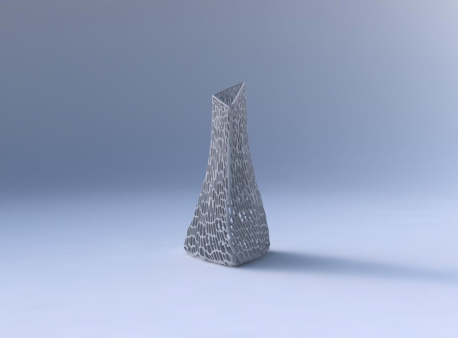 Vase grounded tilted triangle with dense twisted organic latt... 3D print model_4