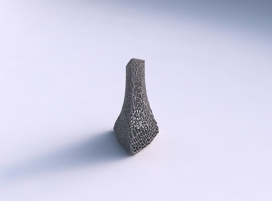Vase grounded tilted triangle with dense twisted organic latt... 3D print model_5