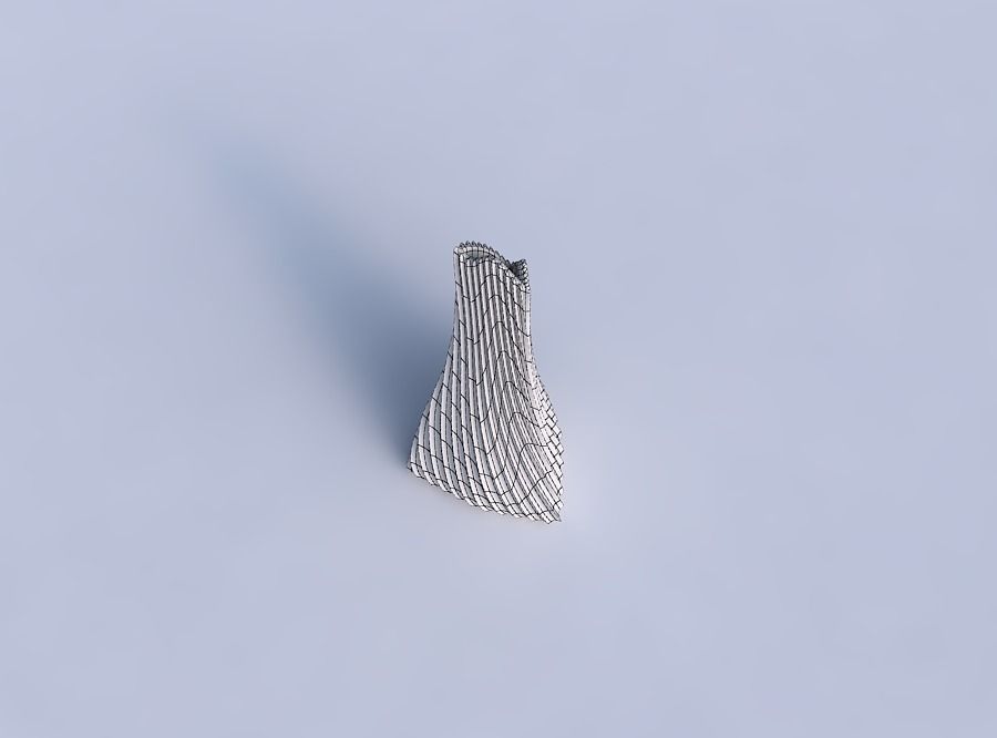 Vase grounded tilted triangle with extruded vertical lines 2 3D print model_6